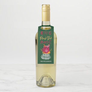 Pour the Merlot Christmas Gift Wine Beverage Bottle Tag