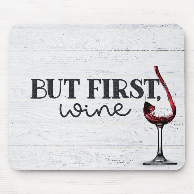 Poured Red Wine On Wood Mouse Mat (Front)