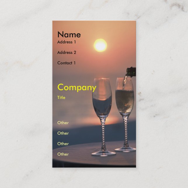 Pouring at Sunset Business Card (Front)
