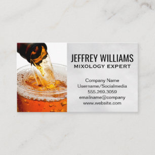 Pouring Beer Bottle in Pint Glass Business Card