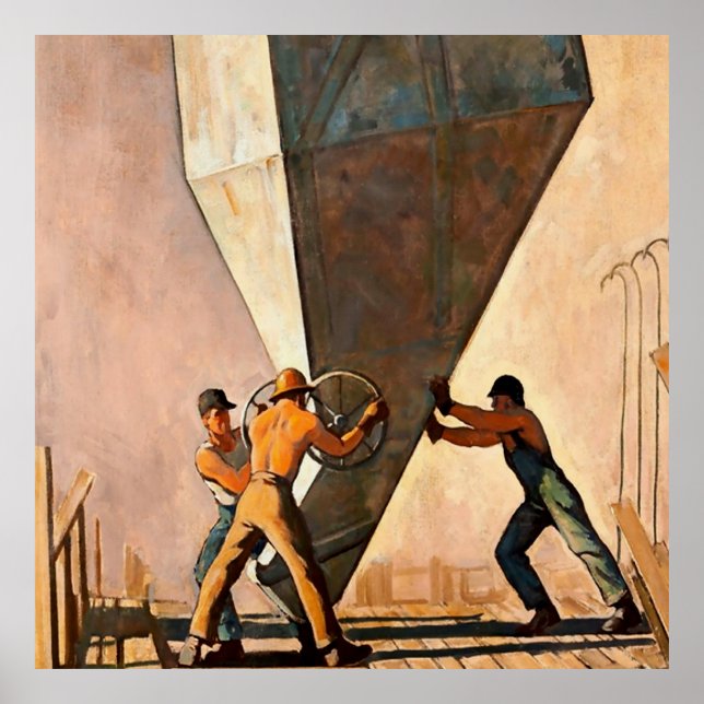 “Pouring Cement Boulder Dam” by Maynard Dixon Poster (Front)
