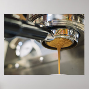 Pouring Espresso from Coffee Machine Poster