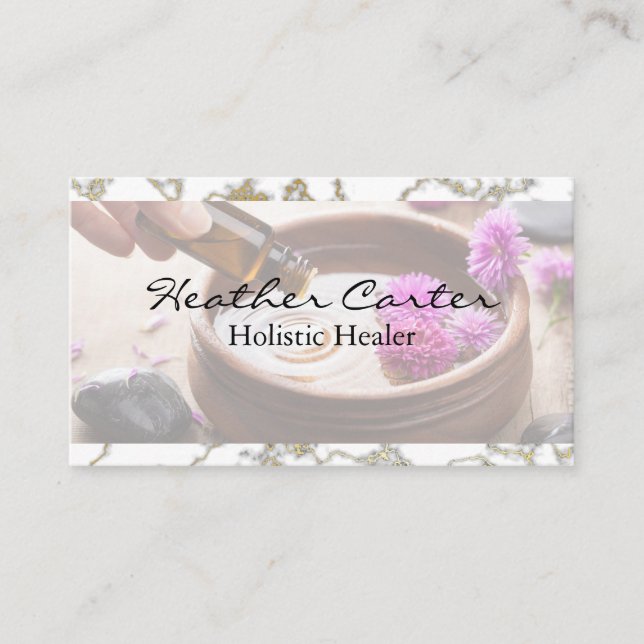 Pouring Essential Aroma Oils  Business Card (Front)