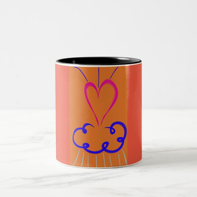 Pouring love Two-Tone coffee mug (Center)