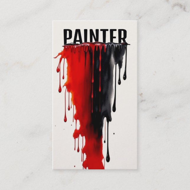 Pouring Red and Black Painter Business Card (Front)