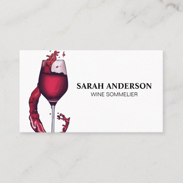 Pouring Red Wine Glass Business Card (Front)