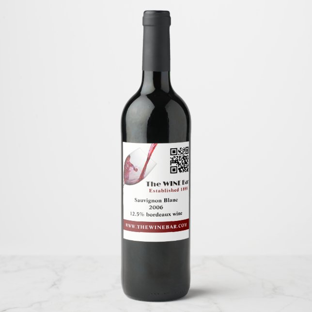 Pouring Red Wine, Wine Bar/Winery Label (Front)
