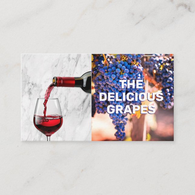 Pouring Red Wine | Wine Grapes Business Card (Front)