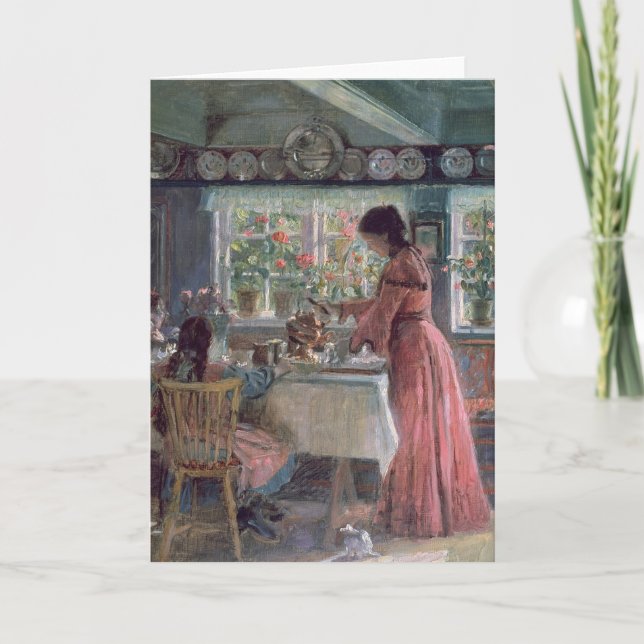 Pouring the Morning Coffee, 1906 Card (Front)