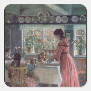 Pouring the Morning Coffee, 1906 Square Sticker