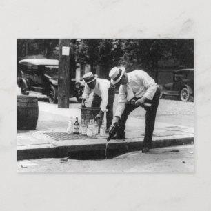 Pouring Whiskey Into a Sewer, 1930 Postcard