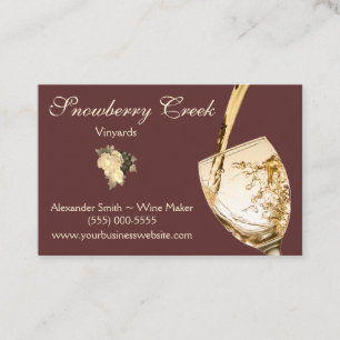 Pouring Wine Glass Grape Vine Vineyard Winery Business Card