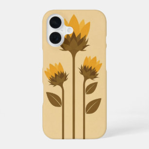 Pousses de Tournesol Stylisées Rétro iPhone 16 Case