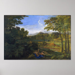 Poussin - Landscape With Two Nymphs And A Snake Poster