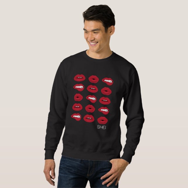 Pout Black Crewneck Sweatshirt (Front Full)