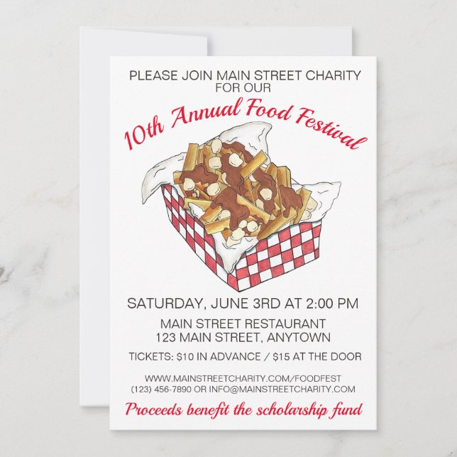 Poutine Quebec Canada Canadian Food Festival Party Invitation (Front)