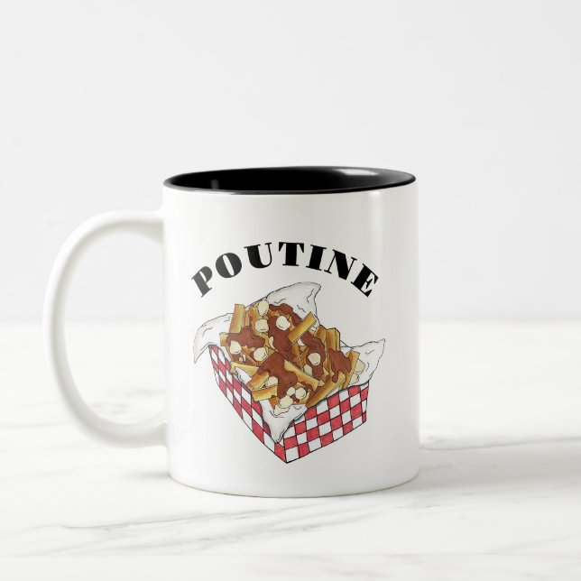 Poutine Quebec Canada Canadian Food French Fries  Two-Tone Coffee Mug (Left)