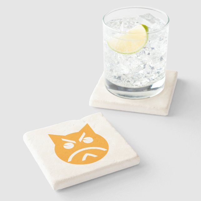 Pouting Emoji Cat Stone Coaster (Side)