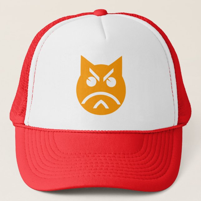 Pouting Emoji Cat Trucker Hat (Front)