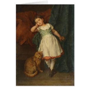 Pouting Girl and Gold Tabby Cat