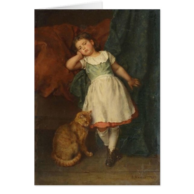 Pouting Girl and Gold Tabby Cat (Front)