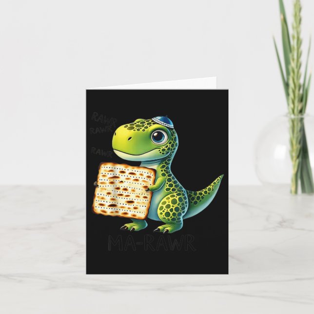 Pover Maror Ma-roar Dinosaur Funny Pesach Toddler  Card (Front)