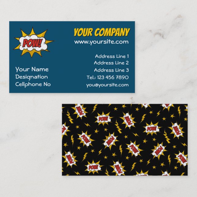 Pow Comic Sound Effect Business Card (Front/Back)
