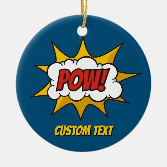 Pow Comic Sound Effect Ceramic Tree Decoration (Front)