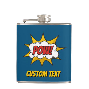 Pow Comic Sound Effect Hip Flask