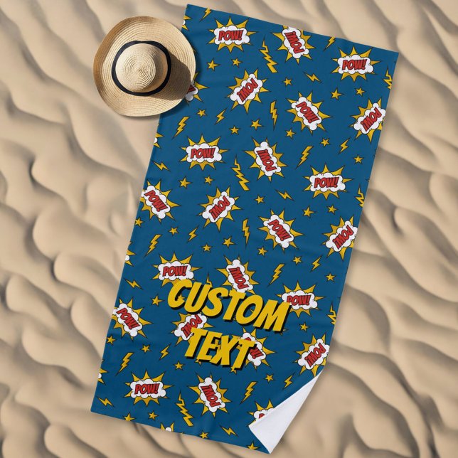 Pow Comic Sound Effect Pattern Beach Towel (Creator Uploaded)