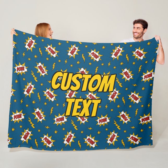 Pow Comic Sound Effect Pattern Fleece Blanket (In Situ)