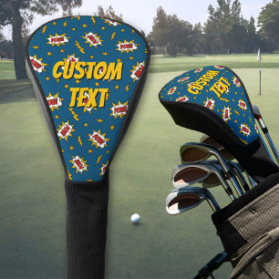 Pow Comic Sound Effect Pattern Golf Head Cover