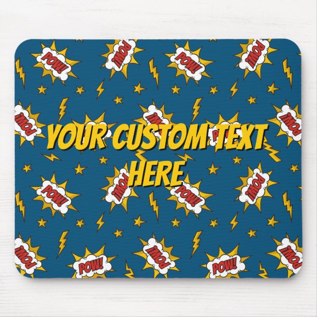 Pow Comic Sound Effect Pattern Mouse Mat (Front)