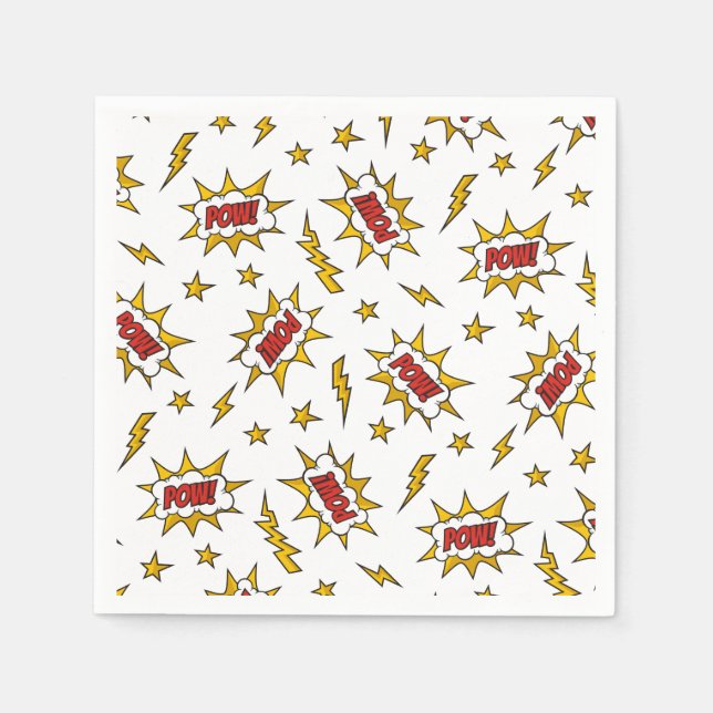 Pow Comic Sound Effect Pattern Napkin (Front)