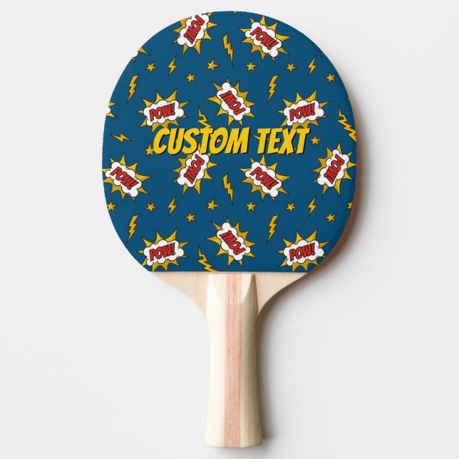 Pow Comic Sound Effect Pattern Ping Pong Paddle (Front)