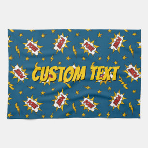 Pow Comic Sound Effect Pattern Tea Towel
