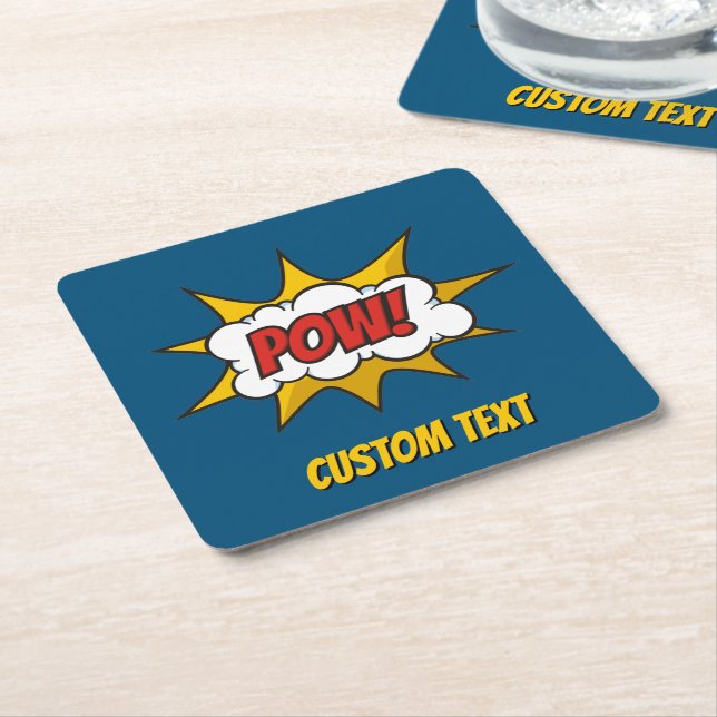 Pow Comic Sound Effect Square Paper Coaster (Angled)