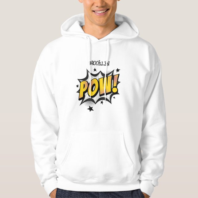 Pow fun pop art comic style typography callout hoodie (Front)