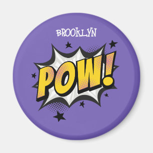 Pow fun pop art comic style typography callout magnet