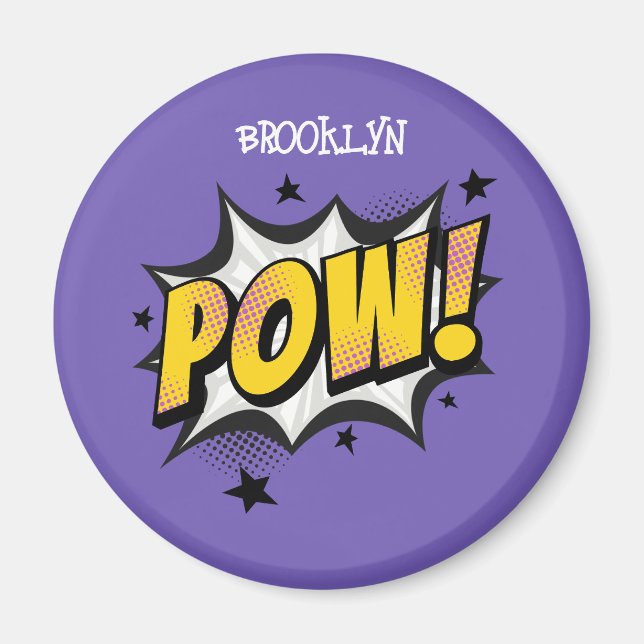 Pow fun pop art comic style typography callout magnet (Front)