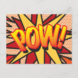 POW Fun Retro Comic Book Pop Art Announcement Postcard