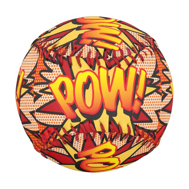 POW Fun Retro Comic Book Pop Art Baseball (Front)