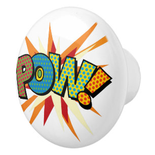 POW Fun Retro Comic Book Pop Art Ceramic Knob