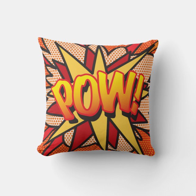 POW Fun Retro Comic Book Pop Art Cushion (Front)