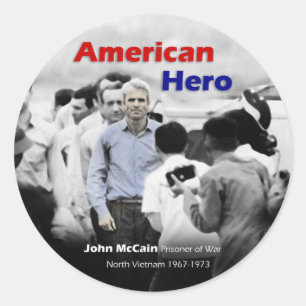 POW John McCain American Hero Classic Round Sticker