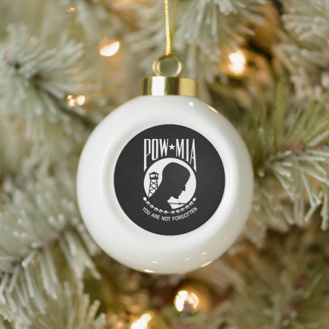 POW MIA American Military Heroes Prisoners of War Ceramic Ball Christmas Ornament (Tree)