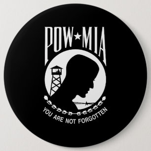 POW MIA Flag: Missing Soldiers of Vietnam War, WW2 6 Cm Round Badge