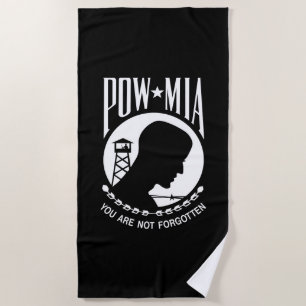 POW MIA Flag: Missing Soldiers of Vietnam War, WW2 Beach Towel
