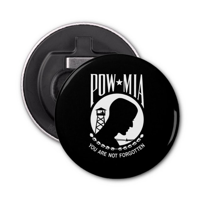 POW MIA Flag: Missing Soldiers of Vietnam War, WW2 Bottle Opener (Front)
