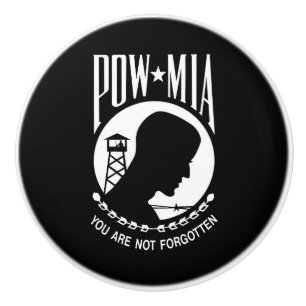 POW MIA Flag: Missing Soldiers of Vietnam War, WW2 Ceramic Knob